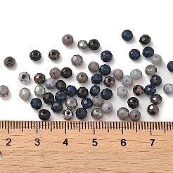 電気メッキガラスビーズ  多面カット  ラウンド  ブラック  4x3.5mm  穴：1mm&nbsp;LS-GLAA-D020-01C