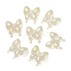 夜光UVメッキレインボー虹色アクリルビーズ  暗闇で光る  蝶  淡黄色  30x29x10.5mm  穴：2mm&nbsp;LS-OACR-F006-03G