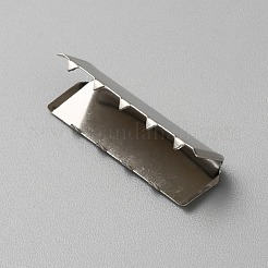 アイアン製カシメリボン止めエンドパーツ  ウェビングエンド  プラチナ  32.5x10x9mm&nbsp;FIND-WH0291-03C-P