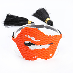 Miyuki Seed Braided Bead Bracelet with Double Tassel&nbsp;BJEW-A121-10A