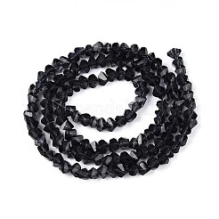 透明ガラスビーズ連売り  三角形  多面カット  プルシアンブルー  3~3.5x4~4.5x4~4.5mm  穴：0.8mm  約121~131個/連  14.37~15.35インチ（36.5~39cm）&nbsp;GLAA-N018-4mm-30