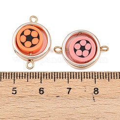 CCB Plastic Frame with Polymer Clay Football Beads Flat Round Links Connector Charms&nbsp;KK-D103-10F-RG