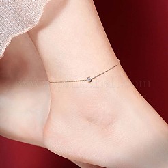 2Pcs 2 Style Flat Round Cubic Zirconia Charm Anklet with Cross&nbsp;JA195A