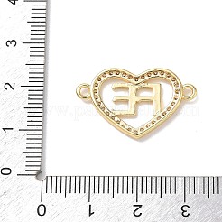 Brass Micro Pave Clear Cubic Zirconia Letter FE Links Connector Charms&nbsp;KK-L268-024G-01