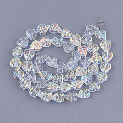 電気メッキガラスビーズセット  葉  クリアAB  12x10.5x4.5mm  穴：0.8mm  約54個/連  25.5インチ&nbsp;EGLA-T017-05A