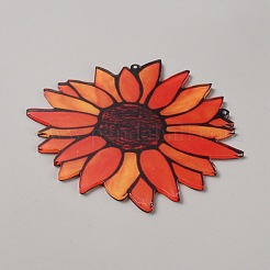 アクリル吊り下げ飾りセット  鉄のチェーン付き  花  サンゴ  150x145x3.5mm  穴：3mm&nbsp;FIND-WH20019-20A