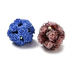 樹脂粘土ラインストーンビーズ  花  樹脂と  ミックスカラー  22.5x21mm  穴：2.5mm&nbsp;RESI-D015-01