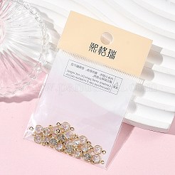 SHEGRACE Brass Pave Cubic Zirconia Flat Round Connector Charms&nbsp;XGRQ2O490-443A-G