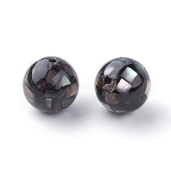 天然な黒リップシェルビーズ  ラウンド  ブラック  12mm  穴：1mm&nbsp;SSHEL-Q298-12mm-10