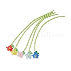 花のアクリルブックマーク  ガラスシードビーズとタイガーテールワイヤー付き  ミックスカラー  185~190x21x18mm&nbsp;AJEW-TA00064