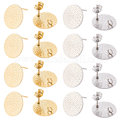 40個 2色 304ステンレススチールスタッドピアスファインディング  ミックスカラー  15x15mm  穴：2.5mm  ピン：0.8mm  20個/カラー&nbsp;STAS-SC0010-40