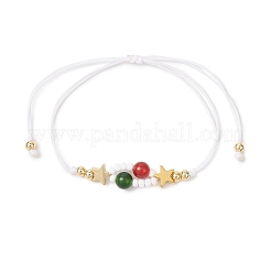 Christmas Themed Glass Seed Beads Braided Bead Bracelets for Women&nbsp;BJEW-MZ00189-01