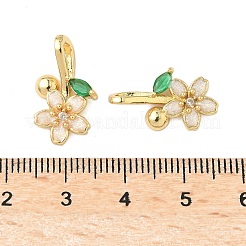 真鍮マイクロパヴェクリアキュービックジルコニアペンダント  カドミウムフリー＆鉛フリー  花  18KGP本金メッキ  18.5x10.5x3mm  穴：4.3x2.3mm&nbsp;KK-B139-08G