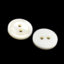 天然の貝ボタン  ヴィンテージ風の縁取りが施された2つ穴のフラットラウンドボタン  貝殻色  11.5x2mm  穴：1.6mm&nbsp;LS-SH-CBA5C5E-02