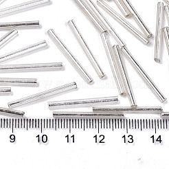 電気メッキガラスラッパビーズ  丸い穴  メタリックカラー  銀メッキ  25x2.5mm  穴：1mm  約1800個/袋&nbsp;SEED-S043-02B-02