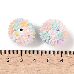 手作りの光るポリマー粘土のラインストーンファンシービーズ  ペンフォーカルビーズ  アクリルデイジーの花付き  カラフル  20~21mm  穴：2mm&nbsp;CLAY-H003-04A