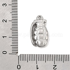 304ステンレスペンダント  手榴弾チャーム  ステンレス鋼色  19.5x10.5x3.5mm  穴：1.3mm&nbsp;SA-CBA0563-02P