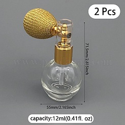ガラスハイライターシマースパークルパウダースプレーボトル2個  香水用ファインミスト噴霧器  詰め替え式ボトル  ゴールデンロッド  7.15x5.5cm  容量：12ml（0.41fl.oz）&nbsp;CON-DJ0001-09C