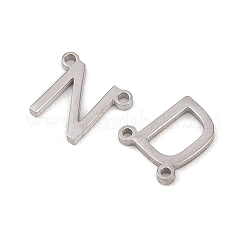 304ステンレススチールチャームセット26個  a～zの文字  ステンレス鋼色  7~7.5x4~11x1mm  穴：0.9mm&nbsp;STAS-B123-02P