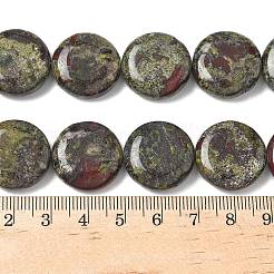 天然石ドラゴンブラッドビーズ連売り  フラットラウンド  20x7~8mm  穴：1mm  約20個/連  15.7インチ&nbsp;G-K267-02A