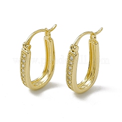 Clear Cubic Zirconia Oval Hoop Earrings&nbsp;EJEW-F294-14G