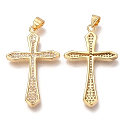 Brass Micro Pave Clear Cubic Zirconia Pendants&nbsp;ZIRC-O038-08G