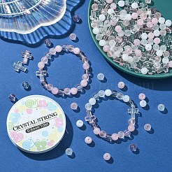 DIYブレスレット作成キット  透明プラスチックとアクリルビーズを含む  弾性水晶の線  ミックスカラー  ビーズ：8~15.x8~12x4.5~8mm  穴：2mm  200個/セット&nbsp;DIY-YW0009-94