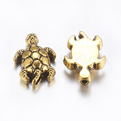 チベット風合金ビーズ  カメ  カドミウムフリー＆ニッケルフリー＆鉛フリー  アンティーク黄金  12.5x9x4mm  穴：1mm  約1049個/1000g&nbsp;TIBEB-7681-AG-NR