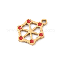 クリスマス 304 ステンレススチール エナメルペンダント  ゴールドカラー  スノーフレーク  17x12x1.2mm  穴：1.8mm&nbsp;STAS-B116-03F-G