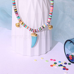 Flat Round Handmade Polymer Clay Beads&nbsp;CLAY-R067-8.0mm-21