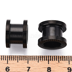 イオンプレーティング（IP）316サージカルステンレススチールスジ入りビーズ  コラム  ブラック  14x10mm  穴：8.5mm&nbsp;STAS-N103-08A-EB