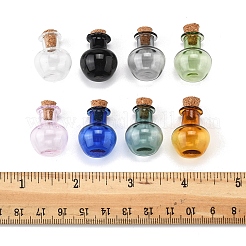 8 個 8 色のラウンドガラスコルクボトルオーナメント  ガラスの空のウィッシングボトル  ペンダントデコレーション用のDIYバイアル  ミックスカラー  1.8x2.3cm  1pc /カラー&nbsp;BOTT-FS0001-04