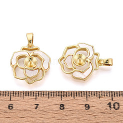 真鍮と貝殻のカップパールペグベイルピンペンダント  花  片穴パーツ用  18KGP本金メッキ  貝殻色  18~19x16x4mm  穴：5x2~3mm  ピン：0.8mm&nbsp;LS-KK-T079-36G