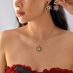 Alloy Rhinestone Snowflake Pendant Necklace & Stud Earrings Set for Women&nbsp;FS-WGDD9A4-01