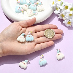 10本2色レジンペンダント  プラチナアイアンループ付き  ミックスカラー  27x19x8.5mm  穴：2mm  5個/カラー&nbsp;RESI-YW0005-88