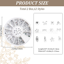 12 Grids Glass Rhinestone Cabochons&nbsp;MRMJ-WH20007-004