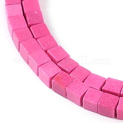 天然石瑪瑙ビーズ連売り  染め  キューブ  フクシア  2x2x2mm  穴：1mm  約150個/連  15.08インチ（38.3cm）&nbsp;G-M422-A01-04G