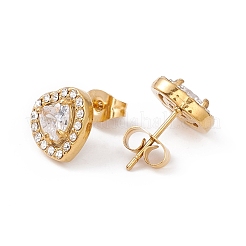 Cubic Zirconia & Rhinestone Heart Stud Earrings&nbsp;EJEW-A080-03M-G