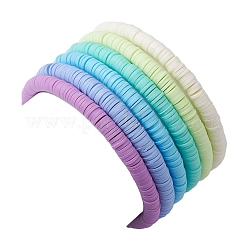 6Pcs 6 Color Polymer Clay Disc & Rhinestone Beaded Stretch Bracelets Set&nbsp;BJEW-JB09673