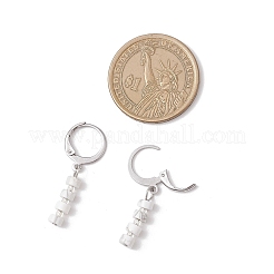 304 Stainless Steel Natural Howlite Column Leverback Earrings&nbsp;EJEW-JE06520-02