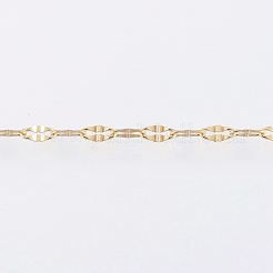 手作りの304ステンレススチールアズキチェーン  ハンダ付け  スプールで  ゴールドカラー  4x2x0.2mm  約65.61フィート（20m）/ロール&nbsp;STAS-G038-16B