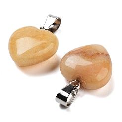 ナチュラルトパーズ翡翠のチャーム  シルバートーンの金属パーツ付き  ハート  16x6mm&nbsp;HEAR-PW0001-057-17