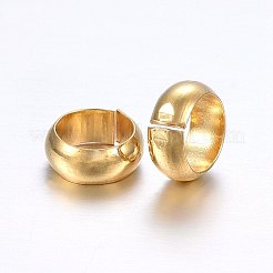 304ステンレススチール製クリンプビーズカバー  ゴールドカラー  直径6mm  穴：4.5mm&nbsp;STAS-O098-04G-01