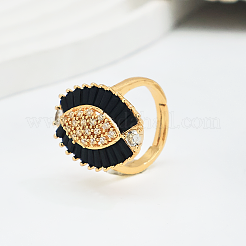 Brass Micro Pave Cubic Zirconia Open Cuff Rings for Women&nbsp;XU4500-2