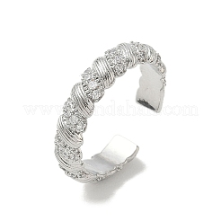 Brass Micro Pave Cubic Zirconia Cuff Open Rings&nbsp;RJEW-C163-21P