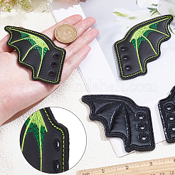 2ペア2スタイルのハロウィンイミテーションレザーシューズバックル、DIYシューズアクセサリー用  翼  緑黄  66~70x75~76.5x2mm  穴：4mm  1ペア/スタイル&nbsp;AJEW-GF0011-82A