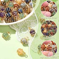 35Pcs 7 Colors Chakra Natural Mixed Gemstone Pendants&nbsp;PALLOY-CJ00050