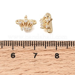 Brass Micro Pave Clear Cubic Zirconia 2-Loop Crown Spacer Bars&nbsp;KK-C258-16LG