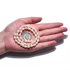 天然養殖淡水パールビーズ連売り  ねじり模様  ライス  貝殻色  6~12x5.5~6.5mm  穴：0.7mm  約43~45個/連  13.78インチ〜14.13インチ（35cm〜35.9cm）&nbsp;X-PEAR-N012-05E