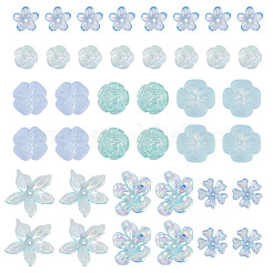 DIYファインディングキット  花のアクリルビーズキャップとビーズを含む  ライトブルー  11.5~25.5x11.5~28x3~7mm  穴：1.5~2.5mm  120個/セット&nbsp;DIY-TA0014-27